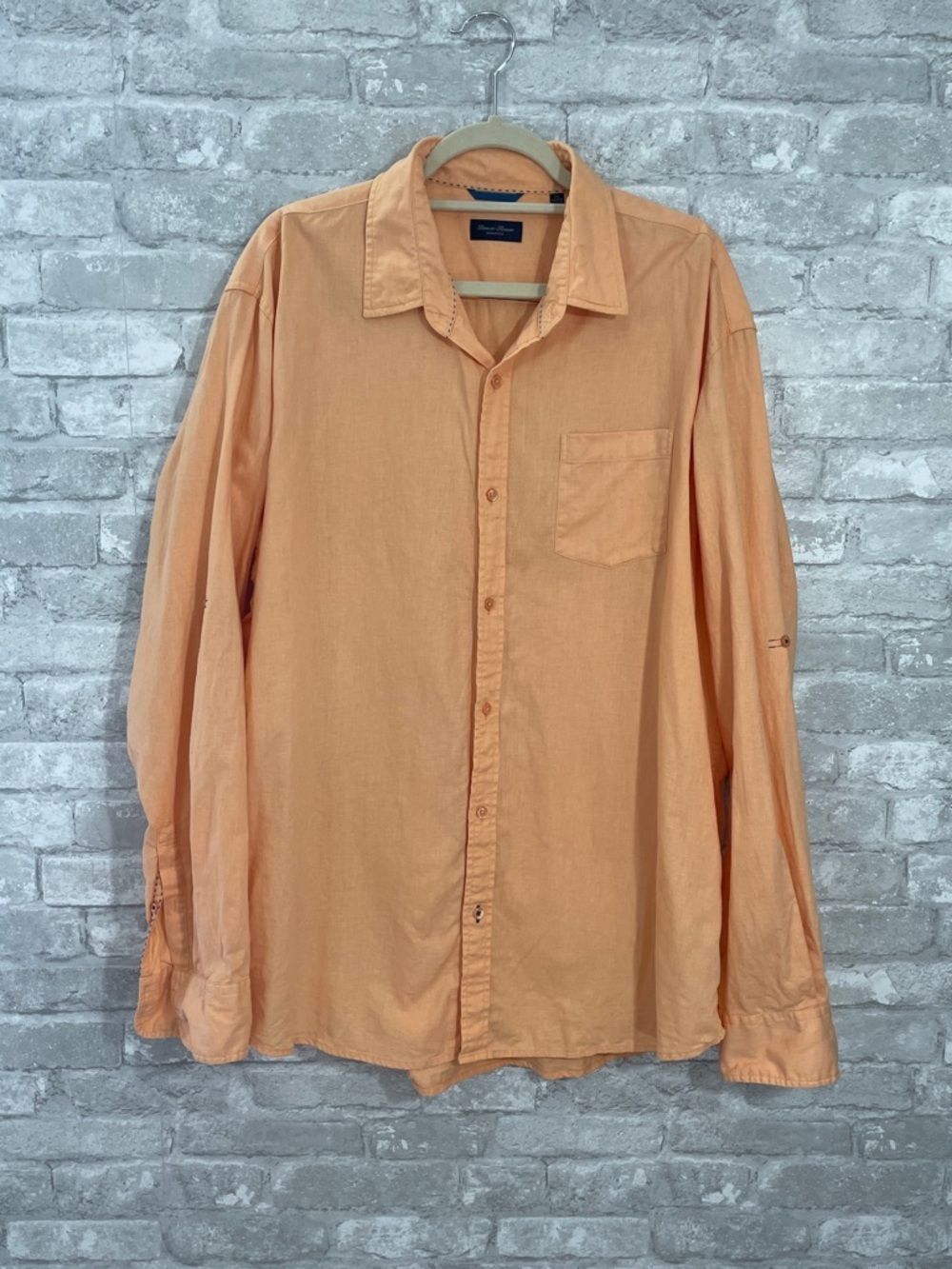 Linea Rossa Men's Long Sleeve Button-Up Shirt - Peach Orange